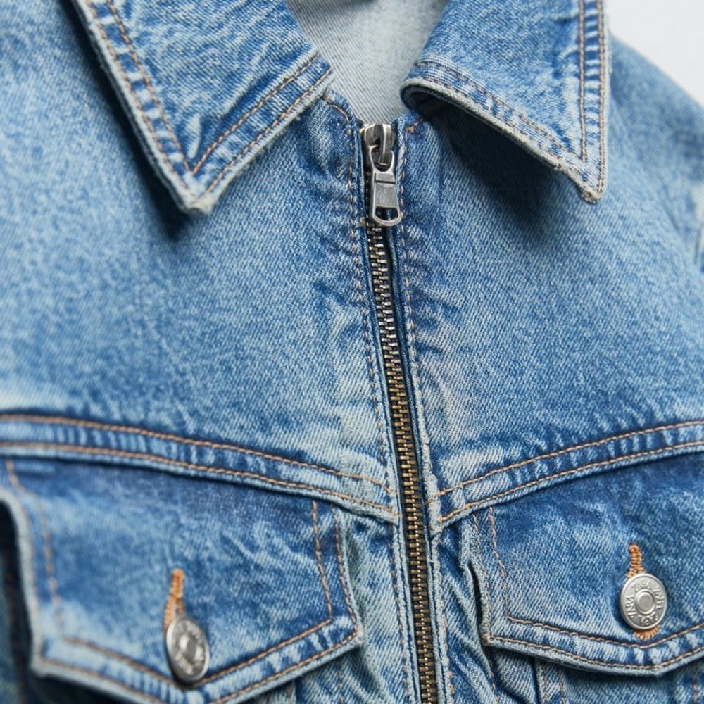 Zara Denim Zip Dress New - Picture 9 of 14